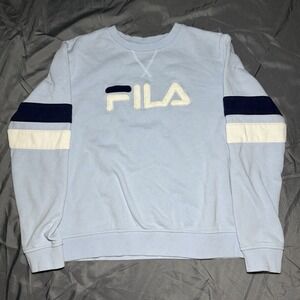 Fila Wmn's Medium Sky Blue White Crewneck Authentic Sweatshirt